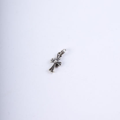 CHROME HEARTS PAVE EMERALD BABY FAT CROSS CHARM PENDANT