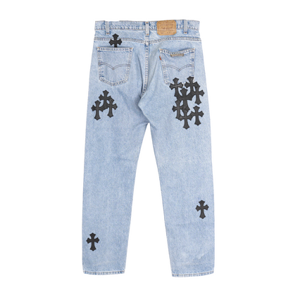 CHROME HEARTS BLACK PATCH LIGHT WASH LEVIS 505