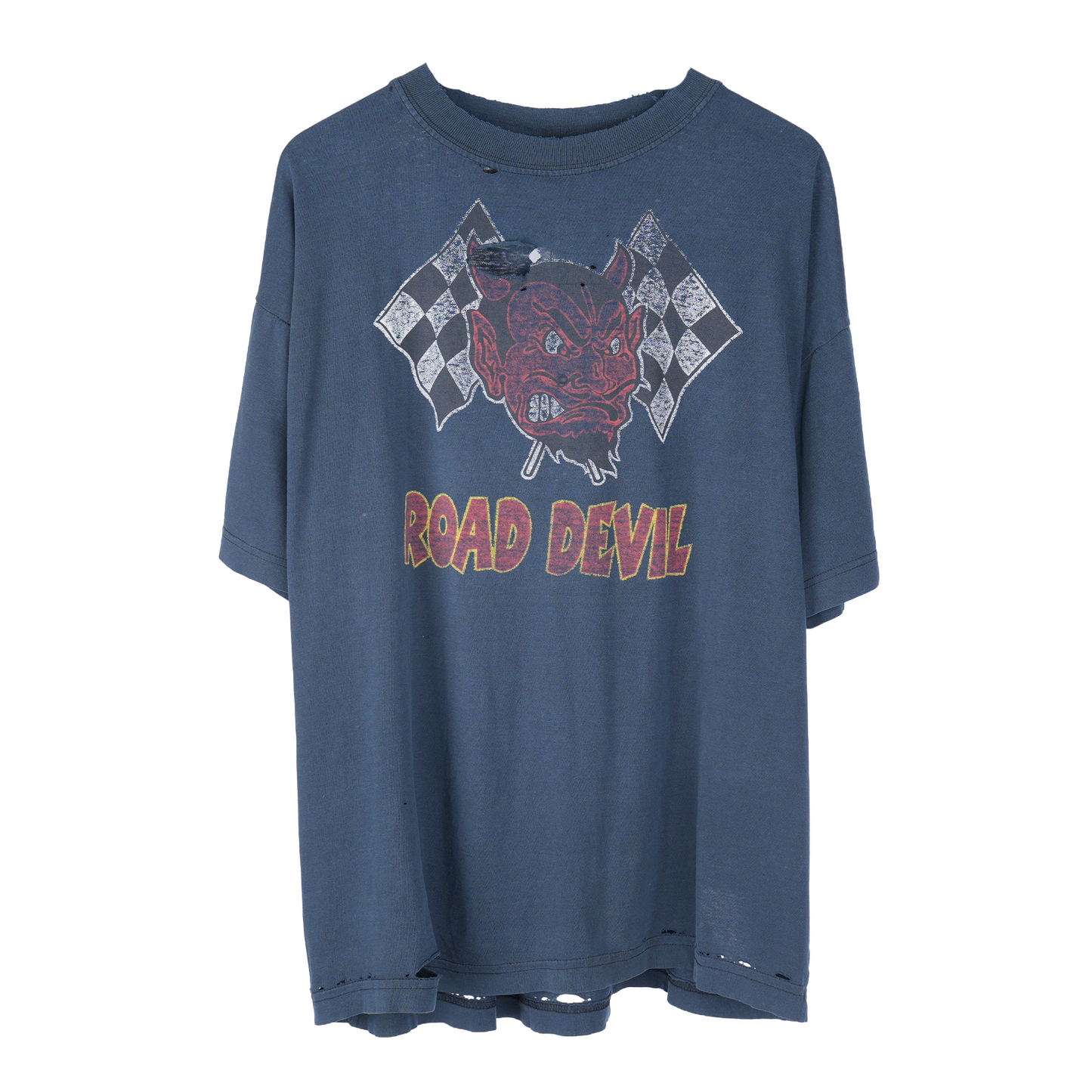 VINTAGE ROAD DEVIL MOTORCYCLE FADED THRASHED T-SHIRT