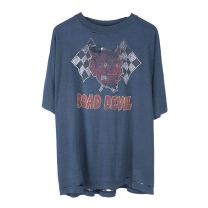 VINTAGE ROAD DEVIL MOTORCYCLE FADED THRASHED T-SHIRT