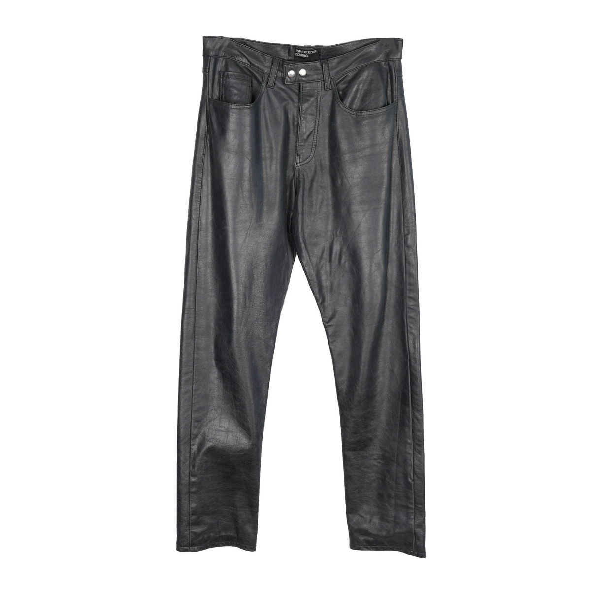 ENFANTS RICHES DÉPRIMÉS ERD TOMMY TONSIL BLACK LEATHER DOUBLE BUTTON PANTS