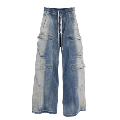 RICK OWENS BLUE WASHED DENIM CARGO BELA EDFU SS23
