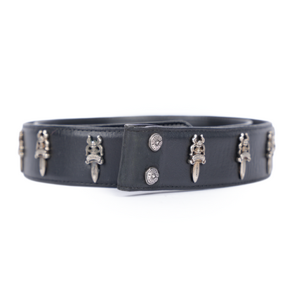 CHROME HEARTS DAGGER EMBELLISHED LEATHER BELT STRAP