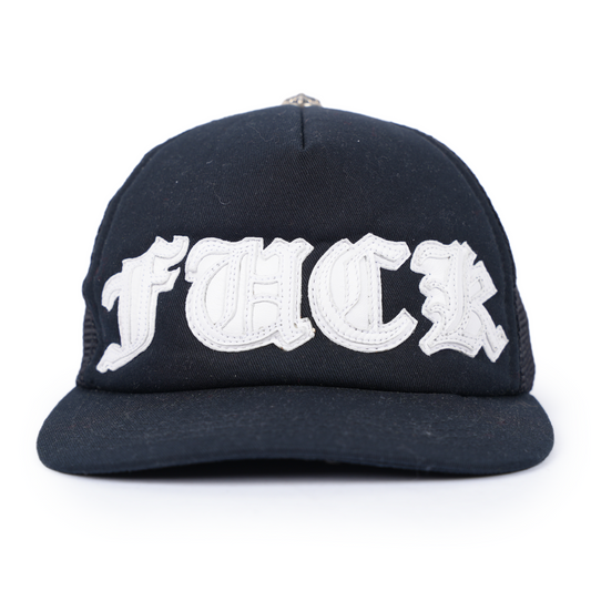 CHROME HEARTS WHITE FUCK LAMB LEATHER PATCH HAT