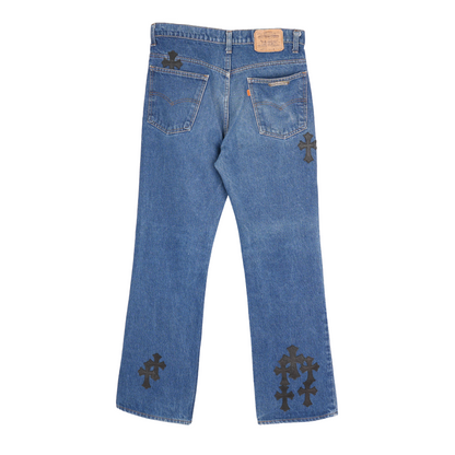 CHROME HEARTS BLACK PATCH DARK WASH LEVIS 517