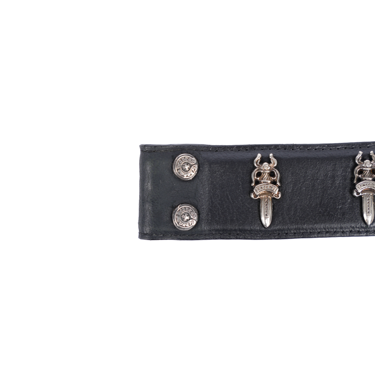CHROME HEARTS DAGGER EMBELLISHED LEATHER BELT STRAP