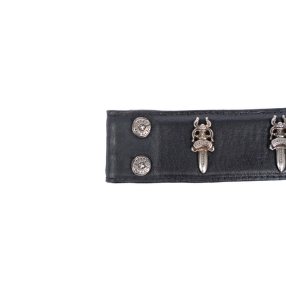 CHROME HEARTS DAGGER EMBELLISHED LEATHER BELT STRAP