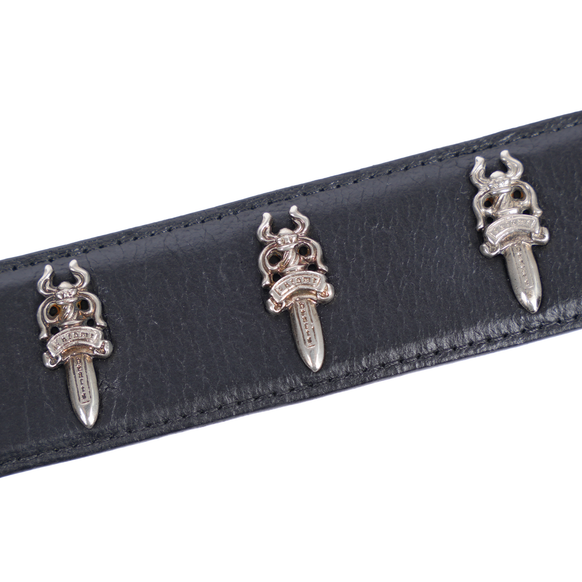 CHROME HEARTS DAGGER EMBELLISHED LEATHER BELT STRAP