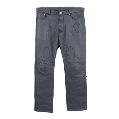 Chrome Hearts Leather Fleur Knee Patch Pants