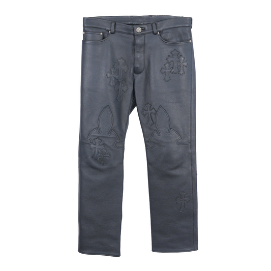 Chrome Hearts Leather Fleur Knee Patch Pants