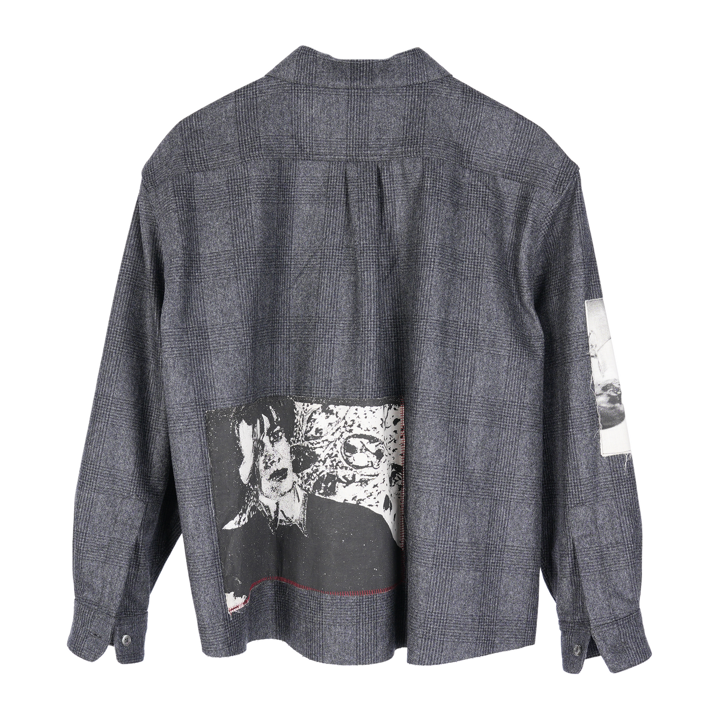Enfants Riches Déprimés - Printed Patchwork Checked Virgin Wool-Flannel Shirt - Gray
