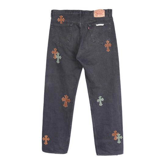 CHROME HEARTS CUSTOM ORDER BROWN AND GREEN BLACK LEVIS 501