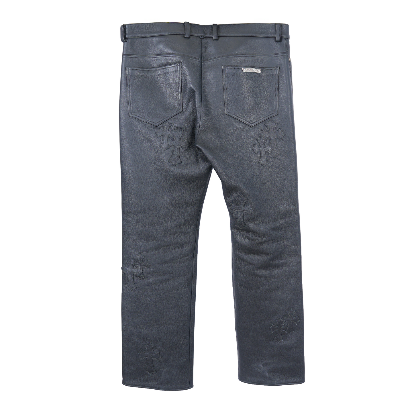 Chrome Hearts Leather Fleur Knee Patch Pants