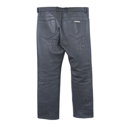 Chrome Hearts Leather Fleur Knee Patch Pants