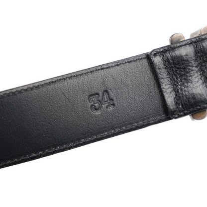 CHROME HEARTS BLACK LEATHER ROLLER BELT