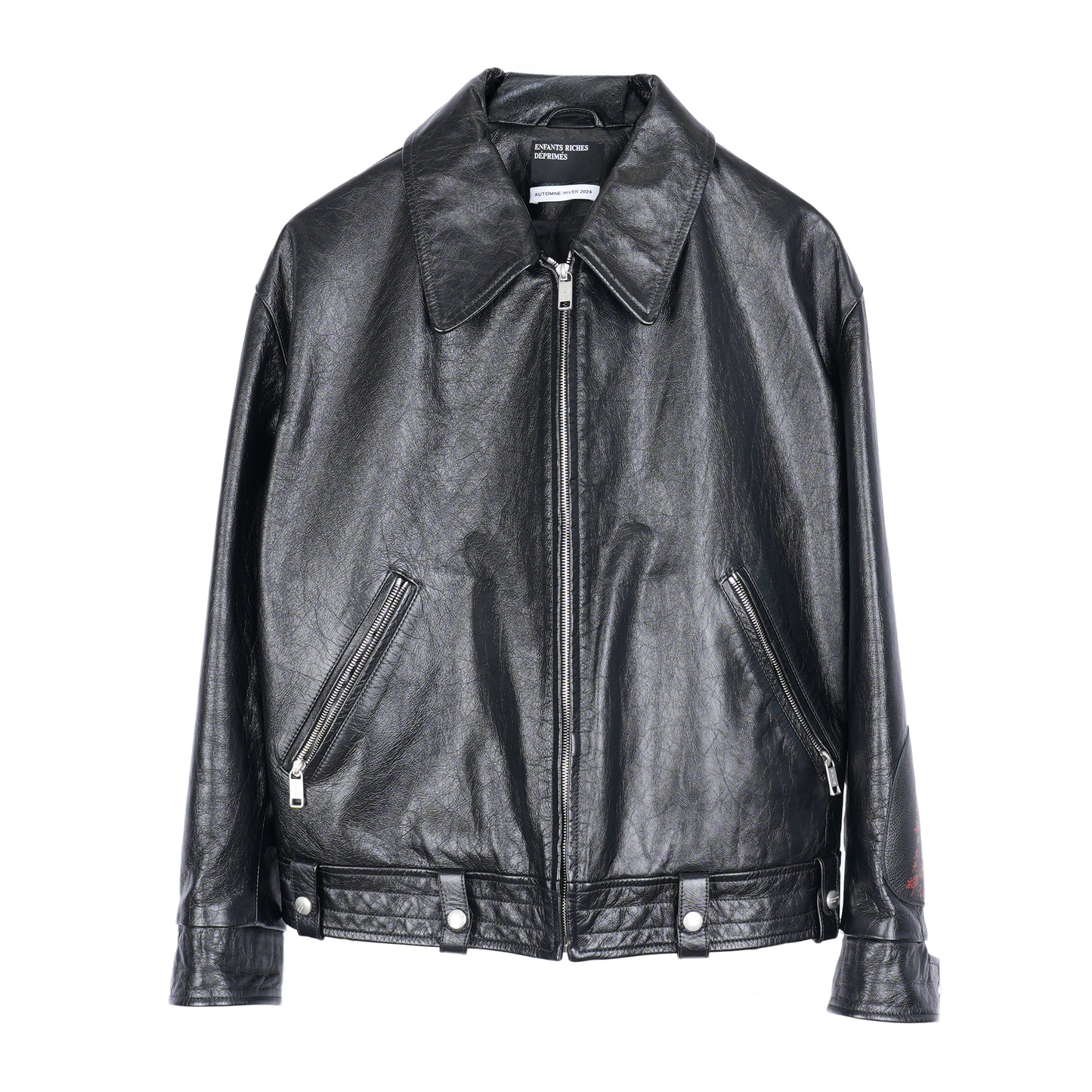 ERD MIDNIGHT OIL BLACK/RED LEATHER AVIATOR JACKET
