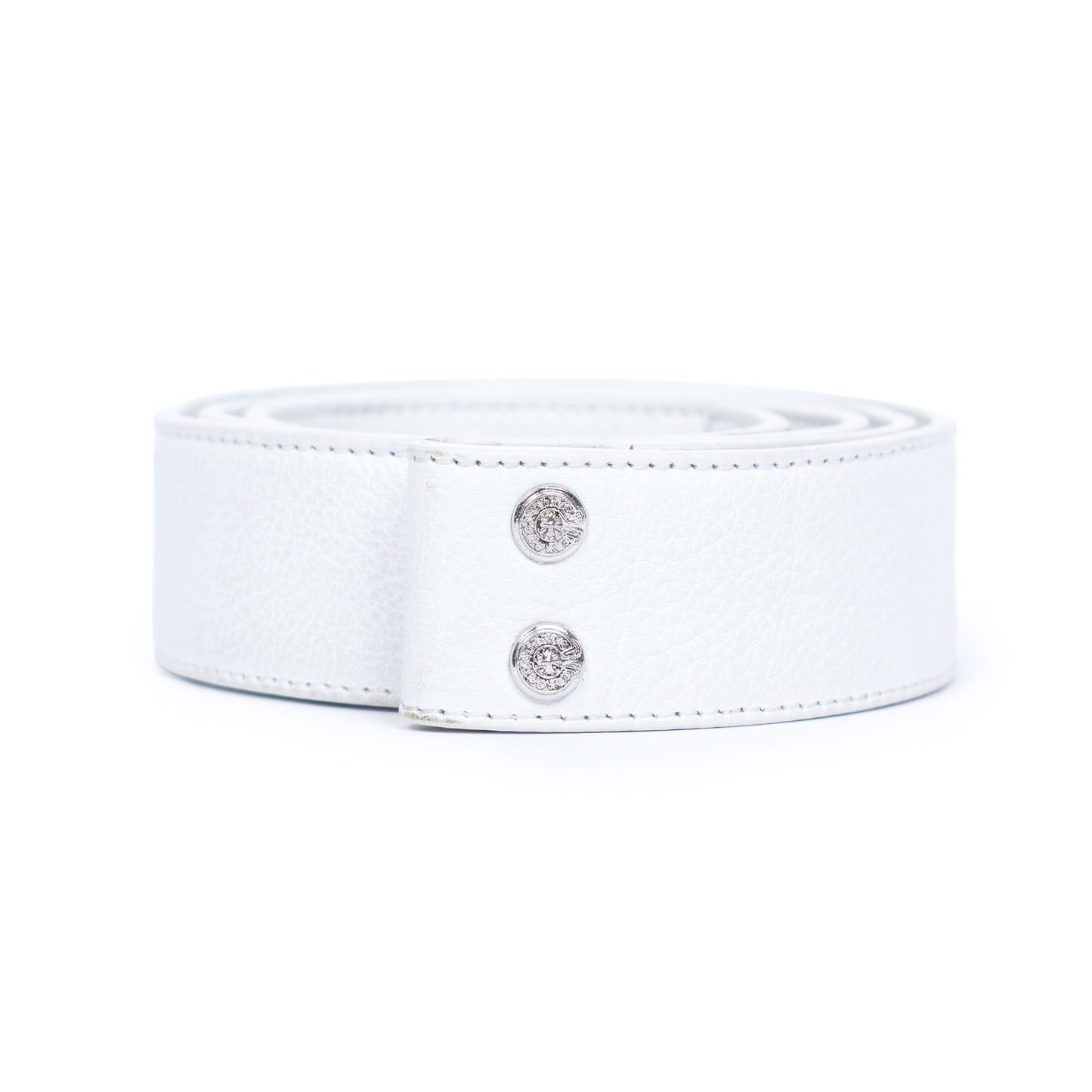 CHROME HEARTS WHITE LEATHER BELT STRAP