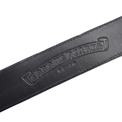 CHROME HEARTS BLACK LEATHER ROLLER BELT
