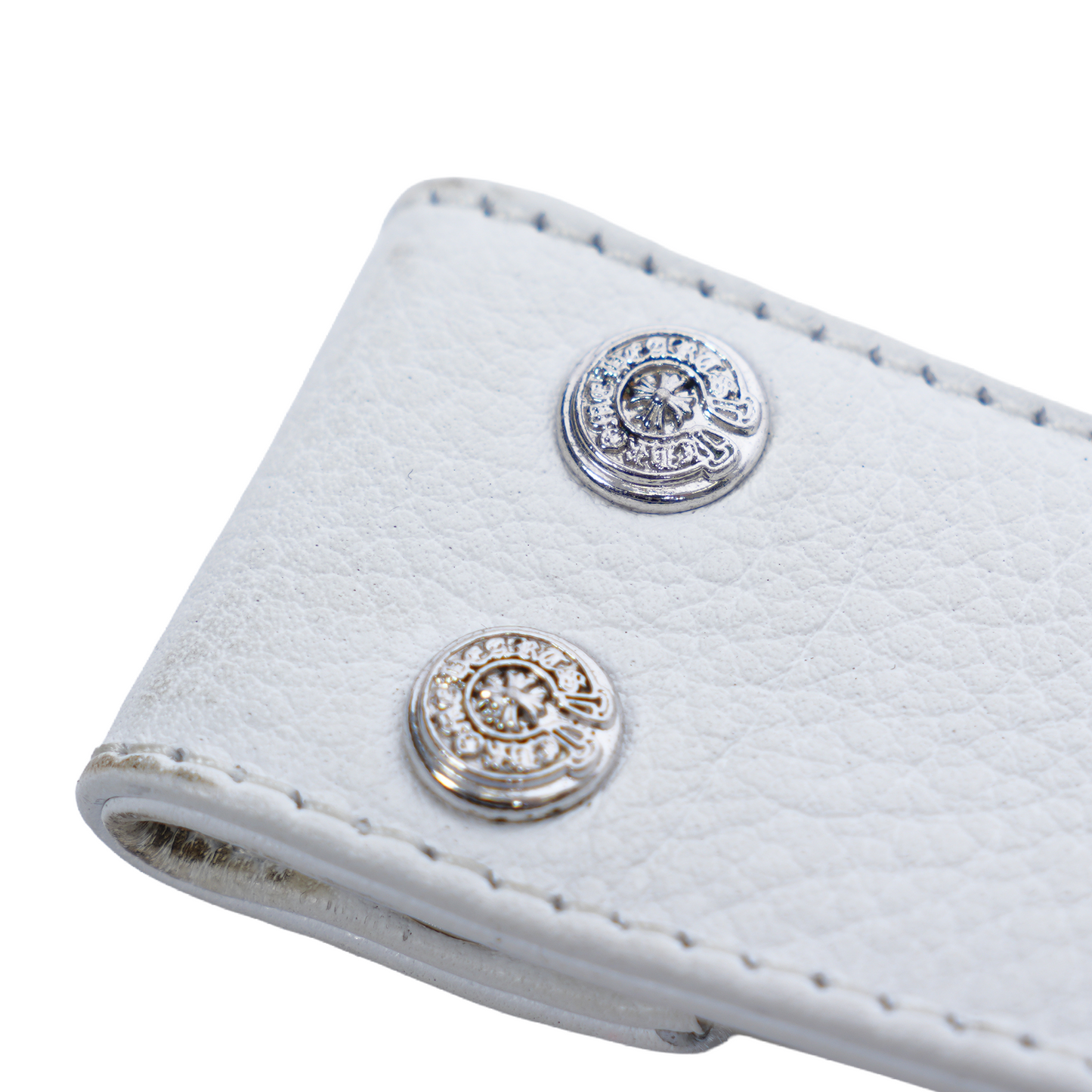 CHROME HEARTS WHITE LEATHER BELT STRAP