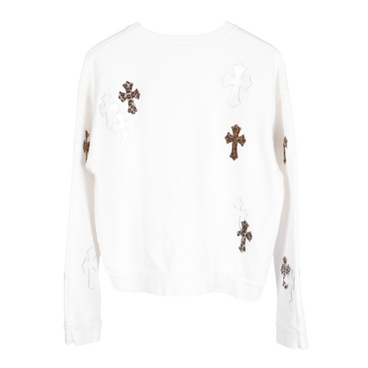 CHROME HEARTS WHITE & LEOPARD PATCH CREWNECK SWEATSHIRT