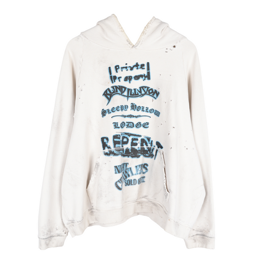 ALEXANDER DIGENOVA WHITE DISTRESSED REPENT HOODIE