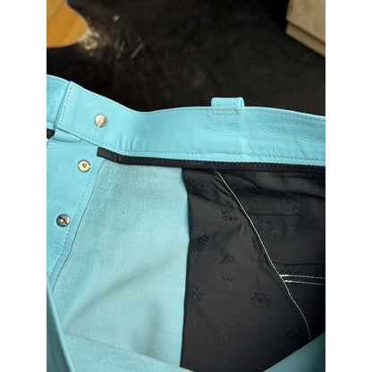 CHROME HEARTS BLUE FLEUR LEATHER SHORTS LAMB SHORTS ST BARTH