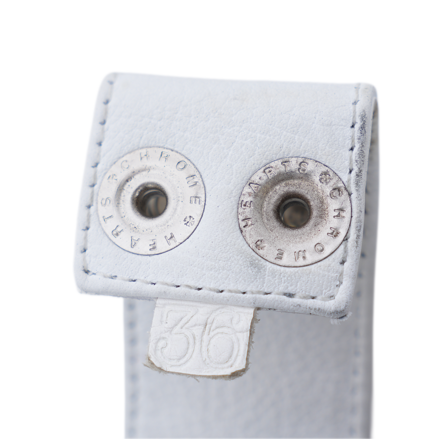 CHROME HEARTS WHITE LEATHER BELT STRAP