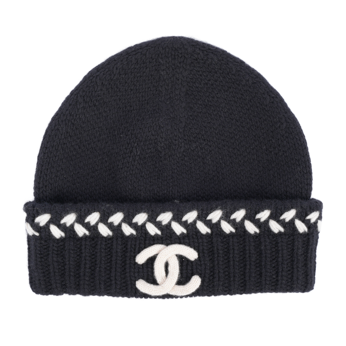 CHANEL KNITTED LOGO BEANIE