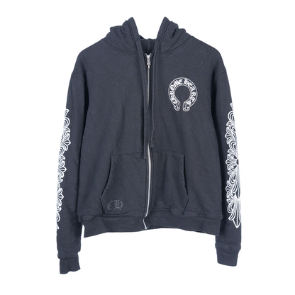 FLORAL HORSESHOE ZIP UP THERMAL HOODIE