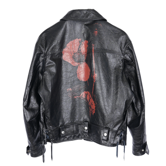 ERD MIDNIGHT OIL BLACK/RED LEATHER AVIATOR JACKET