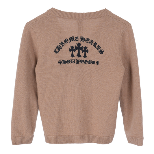 CHROME HEARTS EMBRODIERED TRIPLE CROSS CASHMERE CARDIGAN