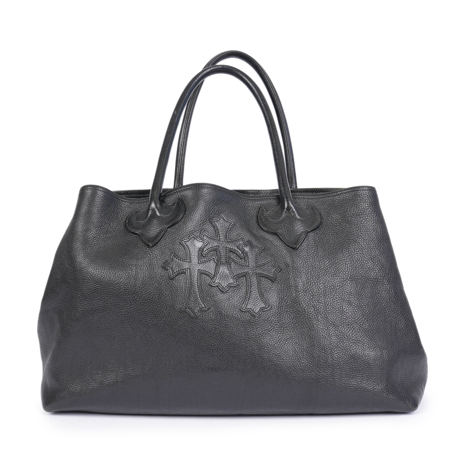 CHROME HEARTS TRIPLE CROSS LEATHER TOTE BAG