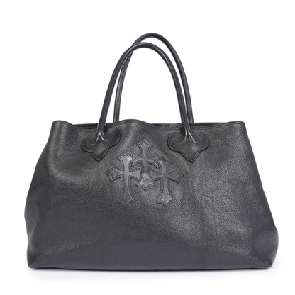 CHROME HEARTS TRIPLE CROSS LEATHER TOTE BAG