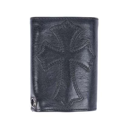 CHROME HEARTS BLACK CROSS PATCH SNAP WALLET