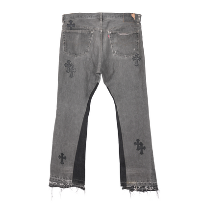 CHROME HEARTS X GALLERY DEPT BLACK PATCH GREY WASH LEVIS DENIM
