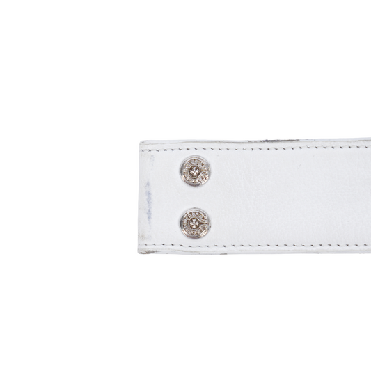 CHROME HEARTS WHITE LEATHER BELT STRAP