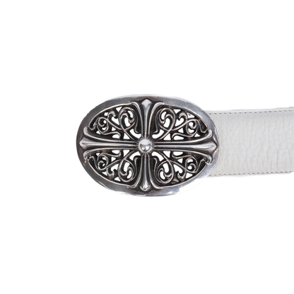CHROME HEARTS WHITE OVAL BELT