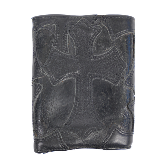 CHROME HEARTS TRIPLE FOLD CEMETERY CROSS PATCH HEART WALLET