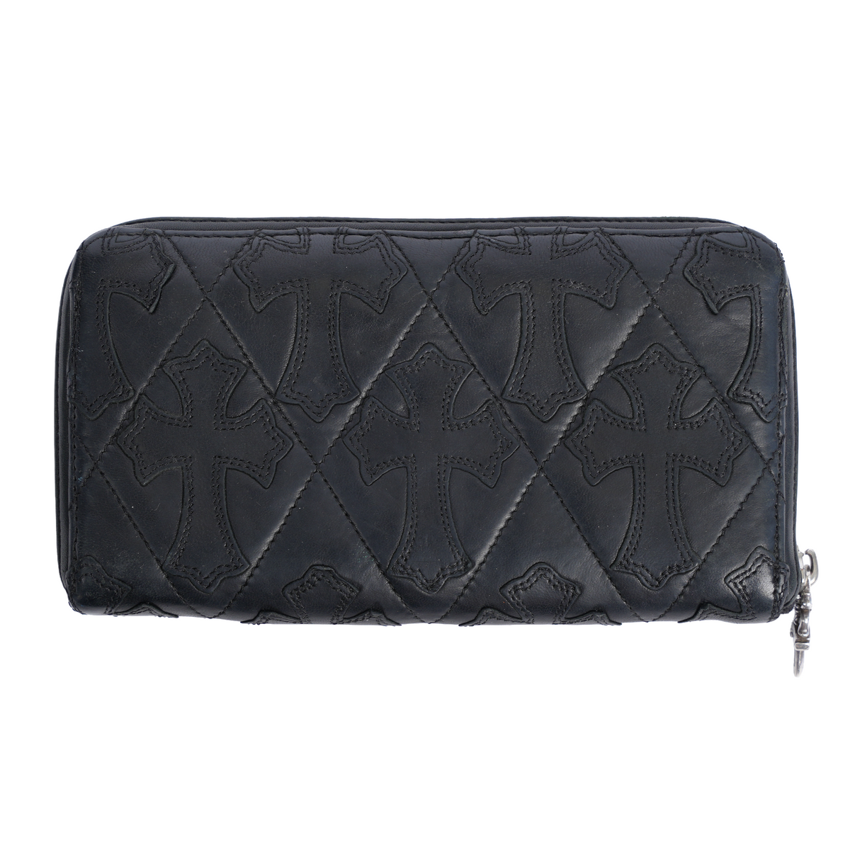 CHROME HEARTS BLACK LEATHER PATCH LONG WALLET