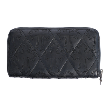CHROME HEARTS BLACK LEATHER PATCH LONG WALLET