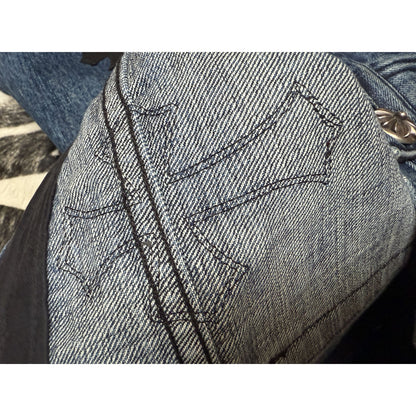 Chrome Hearts Black, White & Brown Patch blue Denim Jeans