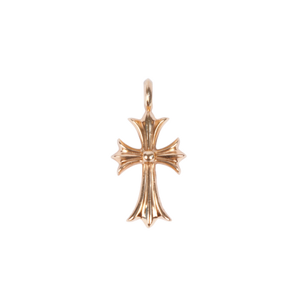 CHROME HEARTS EMERALD TINY CROSS 22K GOLD PENDANT