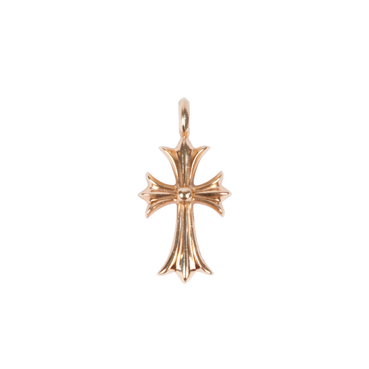 CHROME HEARTS EMERALD TINY CROSS 22K GOLD PENDANT