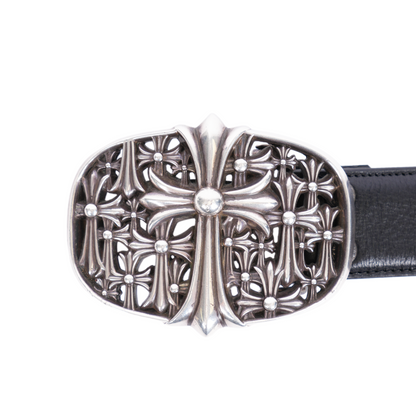 CHROME HEARTS CEMETERY BELT WITH BLACK STRAP
