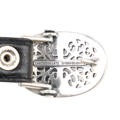 CHROME HEARTS 1 INCH OVAL BELT BUCKLE WITH BLACK STRAP