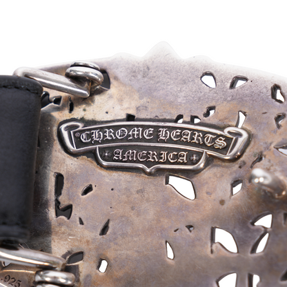CHROME HEARTS CEMETERY BELT WITH BLACK STRAP