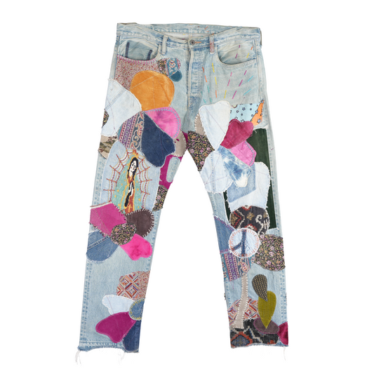 KAPITAL EL PASO FLARED PATCHWORK 14OZ DENIM
