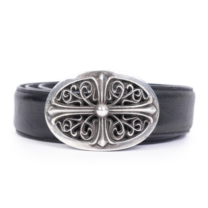 CHROME HEARTS OVAL BUCKLE WITH ATTACHED BLACK STRAP