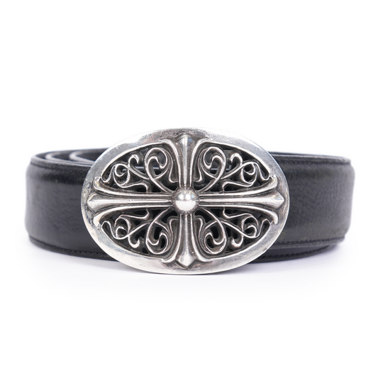 CHROME HEARTS OVAL BUCKLE WITH ATTACHED BLACK STRAP