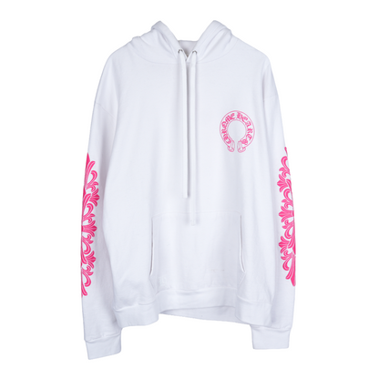 CH WHITE FLORAL HOT PINK HOODIE